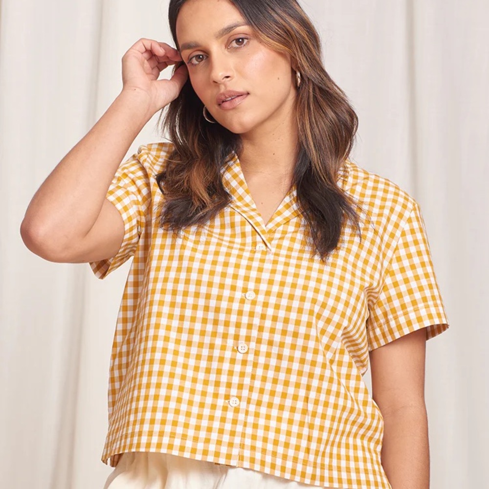 Tradlands Yellow Gingham Button Down Shirt
